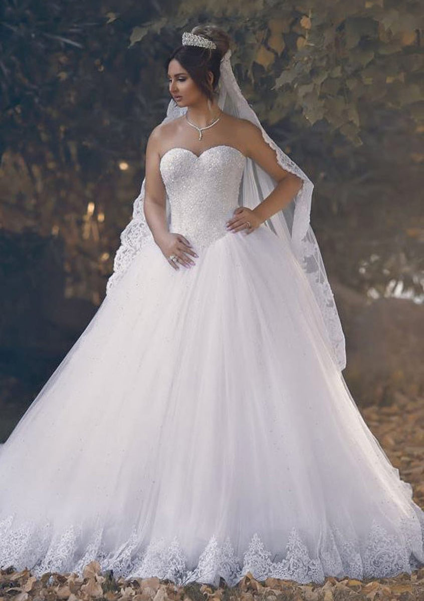 Luxe Strapless Plus Size Princess Ballgown Wedding Dress with Pockets