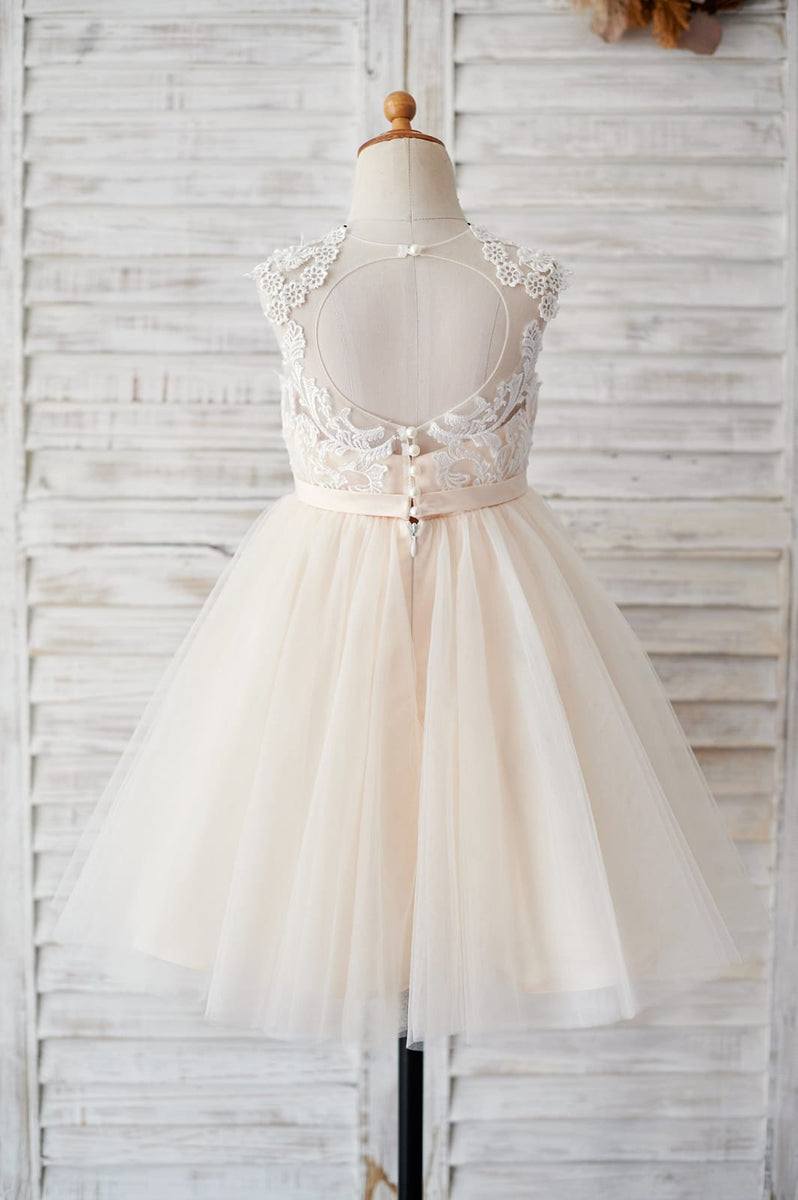 Ivory and champagne 2024 flower girl dresses