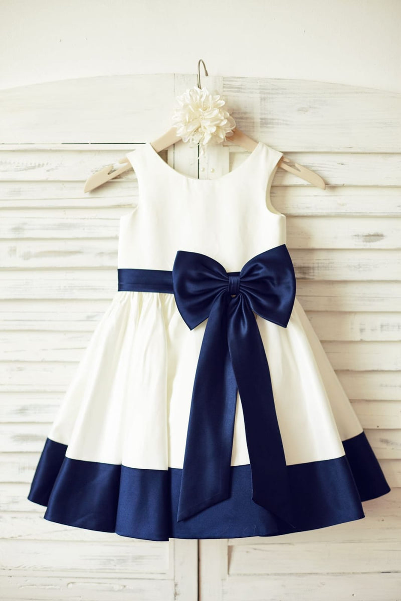 Royal Blue Flower Girl outlet Dress,Flower girl dress,Party dress,Girls Navy Blue Bow Dress