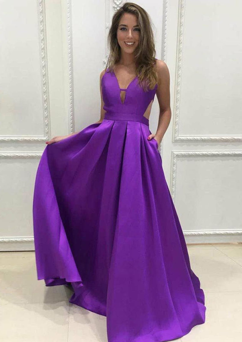 Mauve satin prom dress best sale