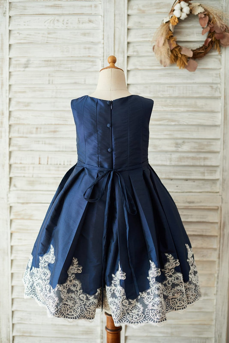 Navy and silver hot sale flower girl dresses