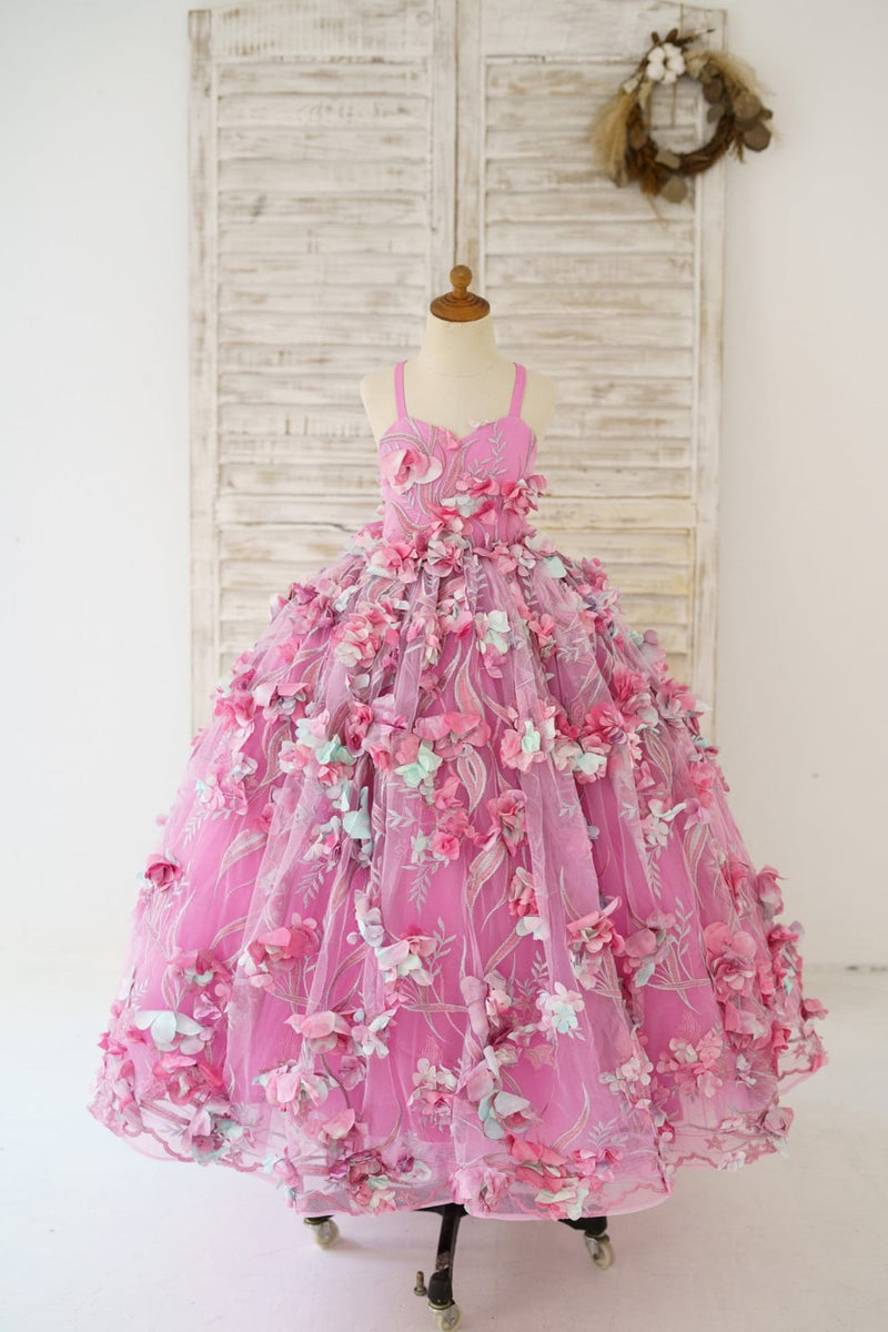 Corset-Back Tulle Flower Girl Dress