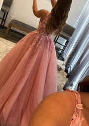 Princesse Plunging Sleeveless Floor-Length Tulle Ball Robe de bal, Dentelle