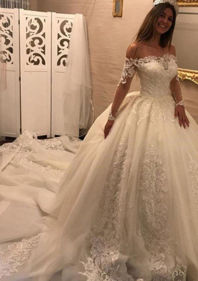Princess Cathedral Train Tulle Wedding Dress LD4349