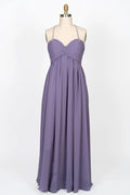 Perlen-Träger-Schatz-Twist-Knoten-violettes Chiffon-Brautjungfern-Kleid
