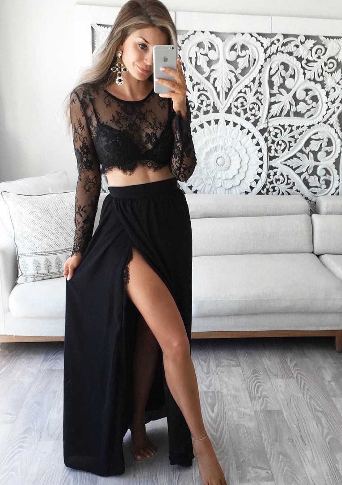 Floral Illusion: Crop top with matching high waist full skirt