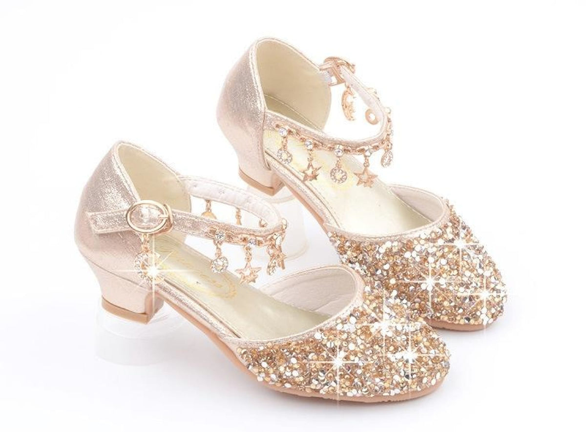 Gold / Silver / Pink Sequin Rhinestone Sandals Wedding Flower Girl Sho ...