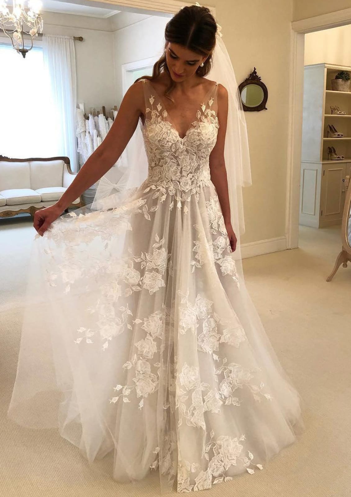 A-line Wedding Dress 620, Sleeveless Wedding Dress, Ivory Wedding Dress,  Bridal Gown, V-neck Wedding Dress -  Canada