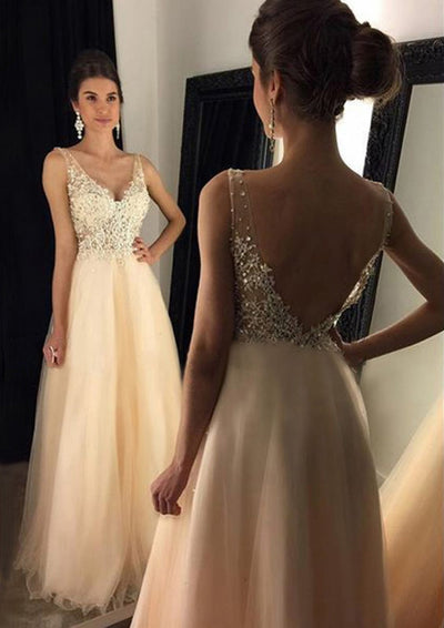 A-Line/Princess V-neck Long Sleeves Lace Satin Two Piece Prom Dress –  Sassymyprom