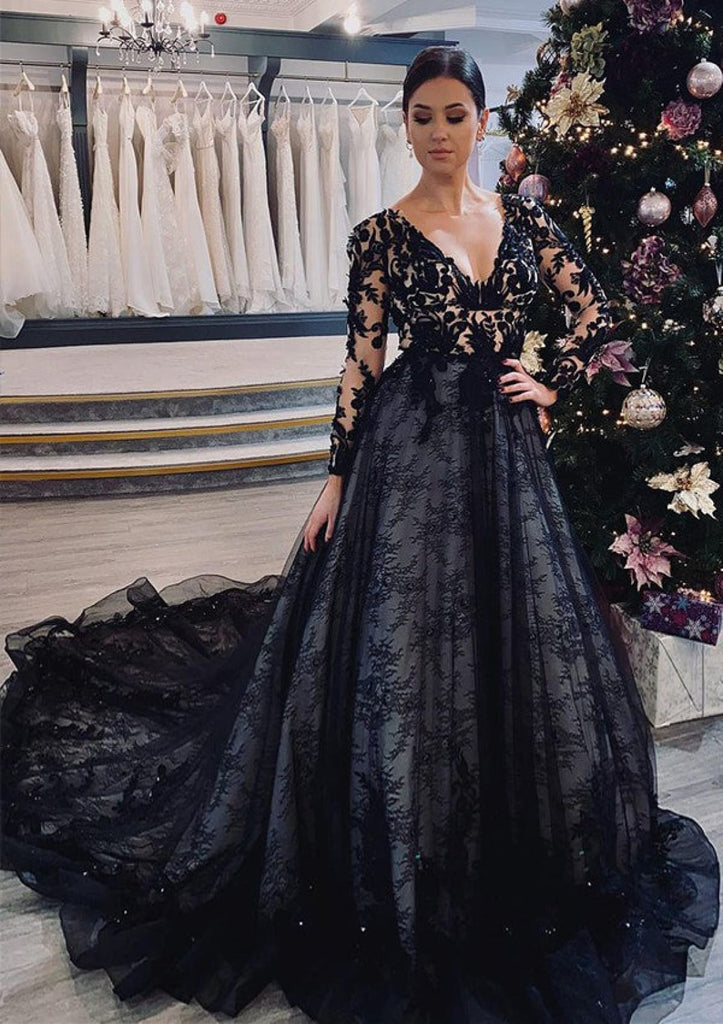 A-Line V Neck Black Lace Glitter Straps Corset Back Homecoming Dress -  Princessly