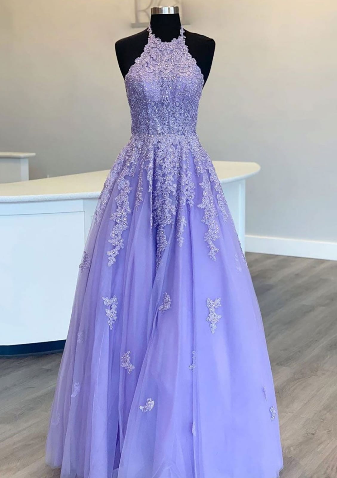 Purple Juniors Bead Halter Top Short Prom Dress | Homecoming Dress
