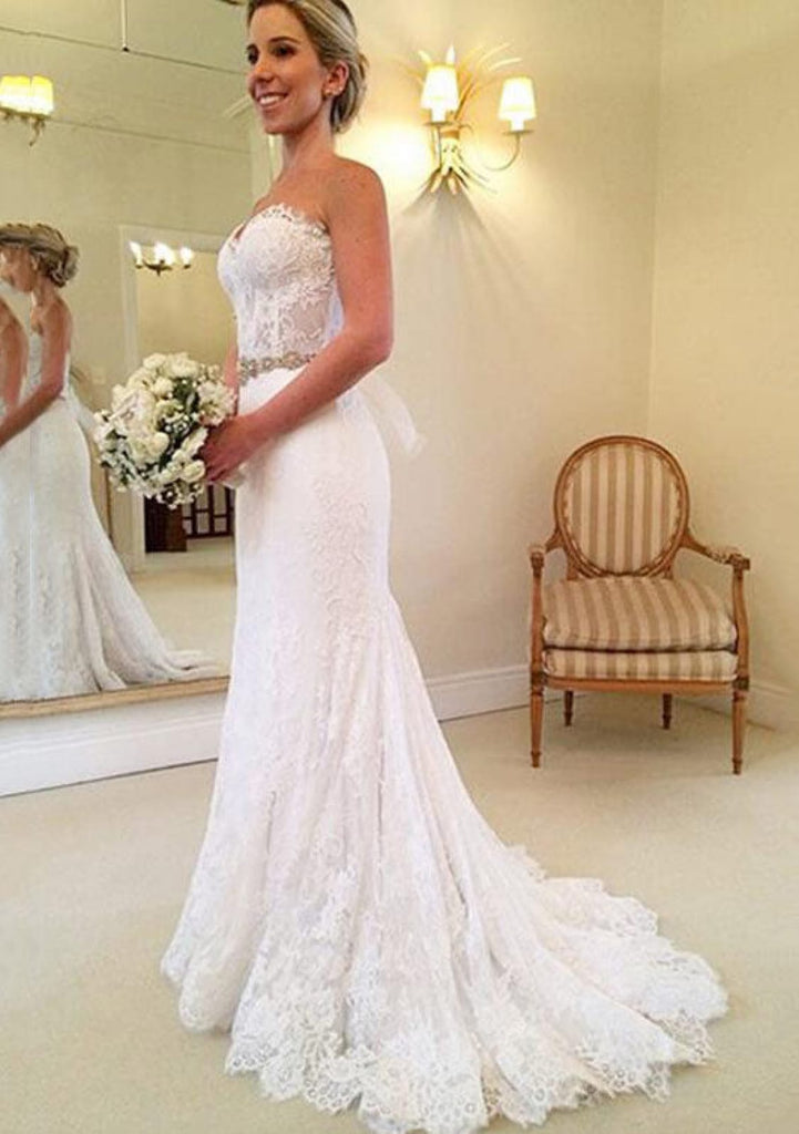 Sheath Ivory Lace Long Sleeves Short Wedding Party Dress - Princessly