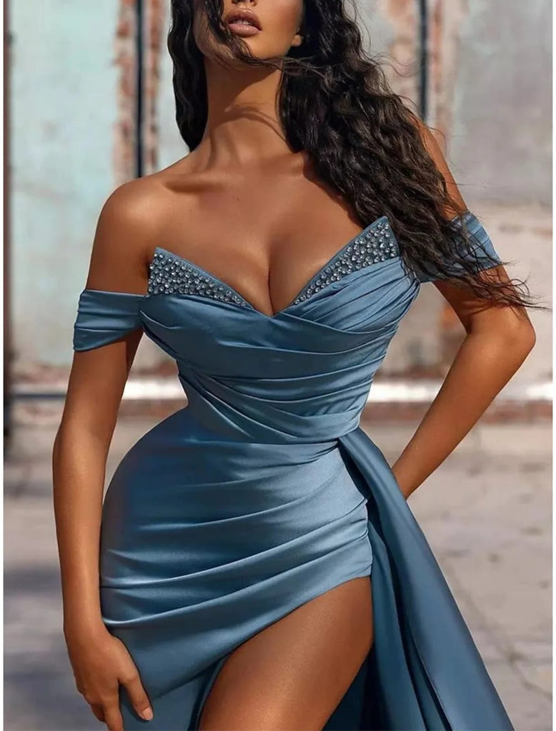 Mermaid Sexy Evening Dresses Sweetheart Light Blue Night Dresses Soft  Pleated Long Prom Dress Trumpet robe soirée femme chic - AliExpress
