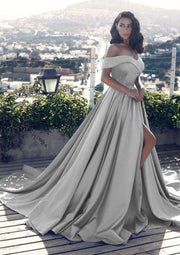 Tailored Strapless A Line Formal Wedding Party Dress Short Gray