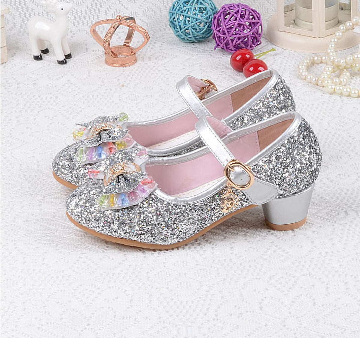 Silver / Gold / Pink Sequin Glitter Leather Wedding Princess Flower Gi ...