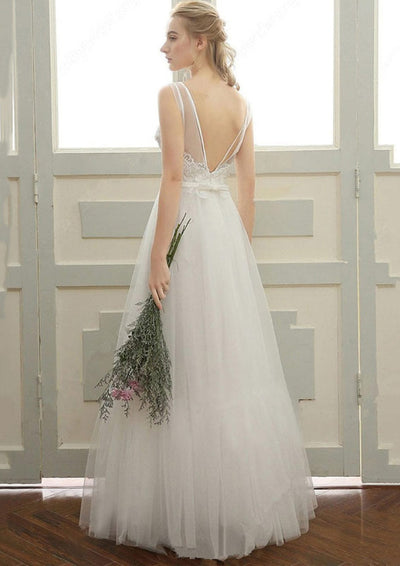 T202053 Illusion Halter Neckline Sequin Lace & Tulle Wedding Dress