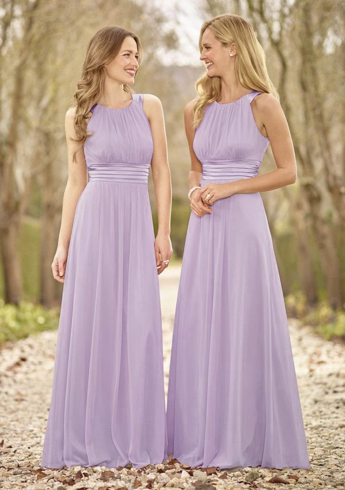 V Neck Floor Length Purple Chiffon Long Prom Dresses, Lilac