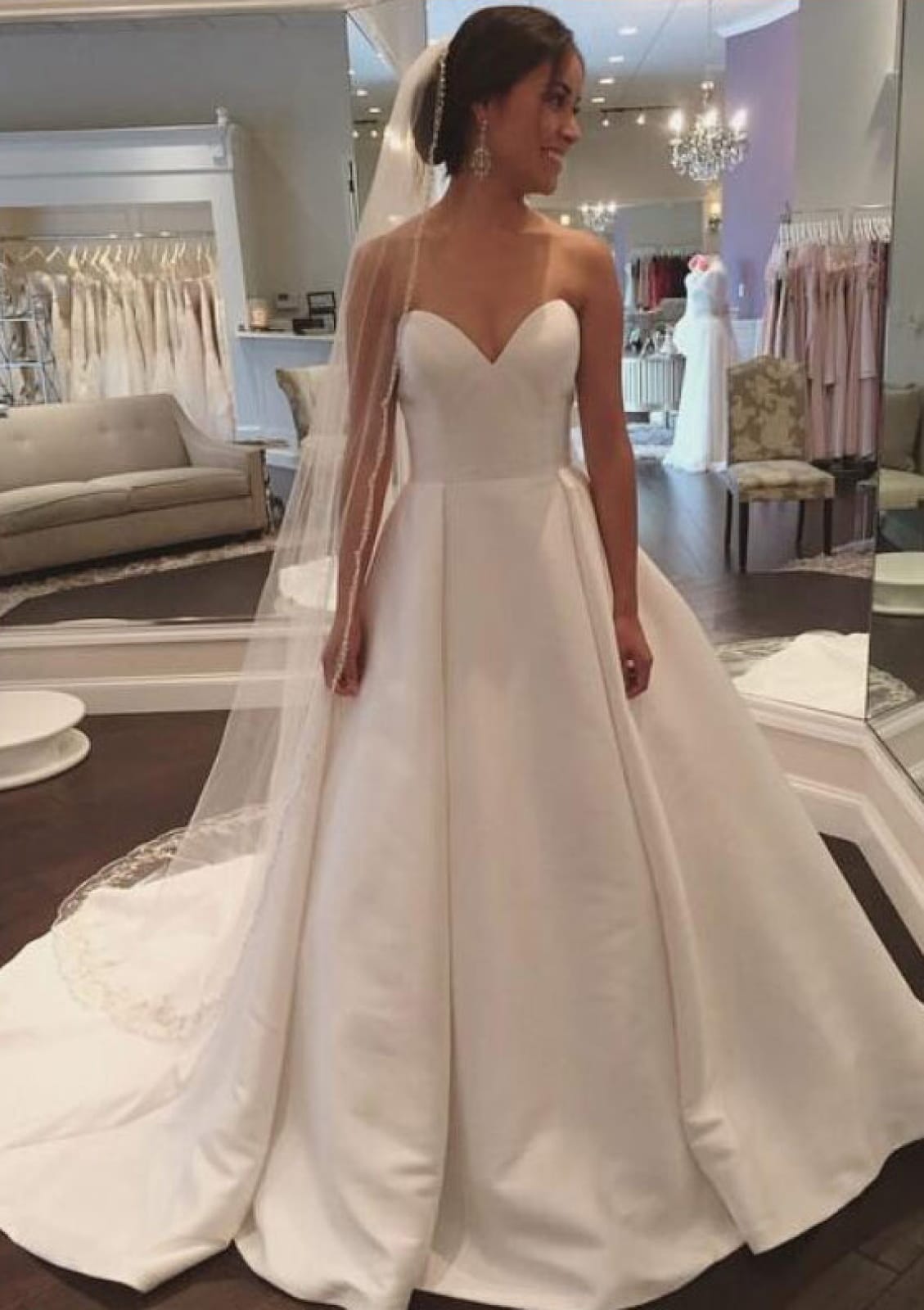 Clean and Chic Satin Ballgown with Strapless Sweetheart Neckline