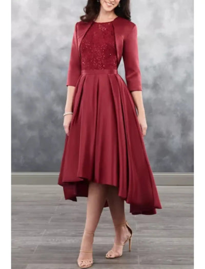 Burgundy Short Mother of the Bride 2 Piece Lace Jacket Dress for $103.99 –  The Dress Outlet